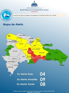 LLUVIAS CONTINÚAN: COE eleva a 21 las provincias en alerta; cuatro en rojo, nueve amarrilla y ocho en verde