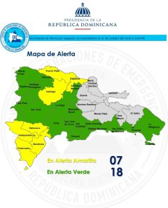 !EN ALERTA 25 PROVINCIAS! Siete en amarilla y 18 en verde por posibles inundaciones por lluvias provocada por vaguada